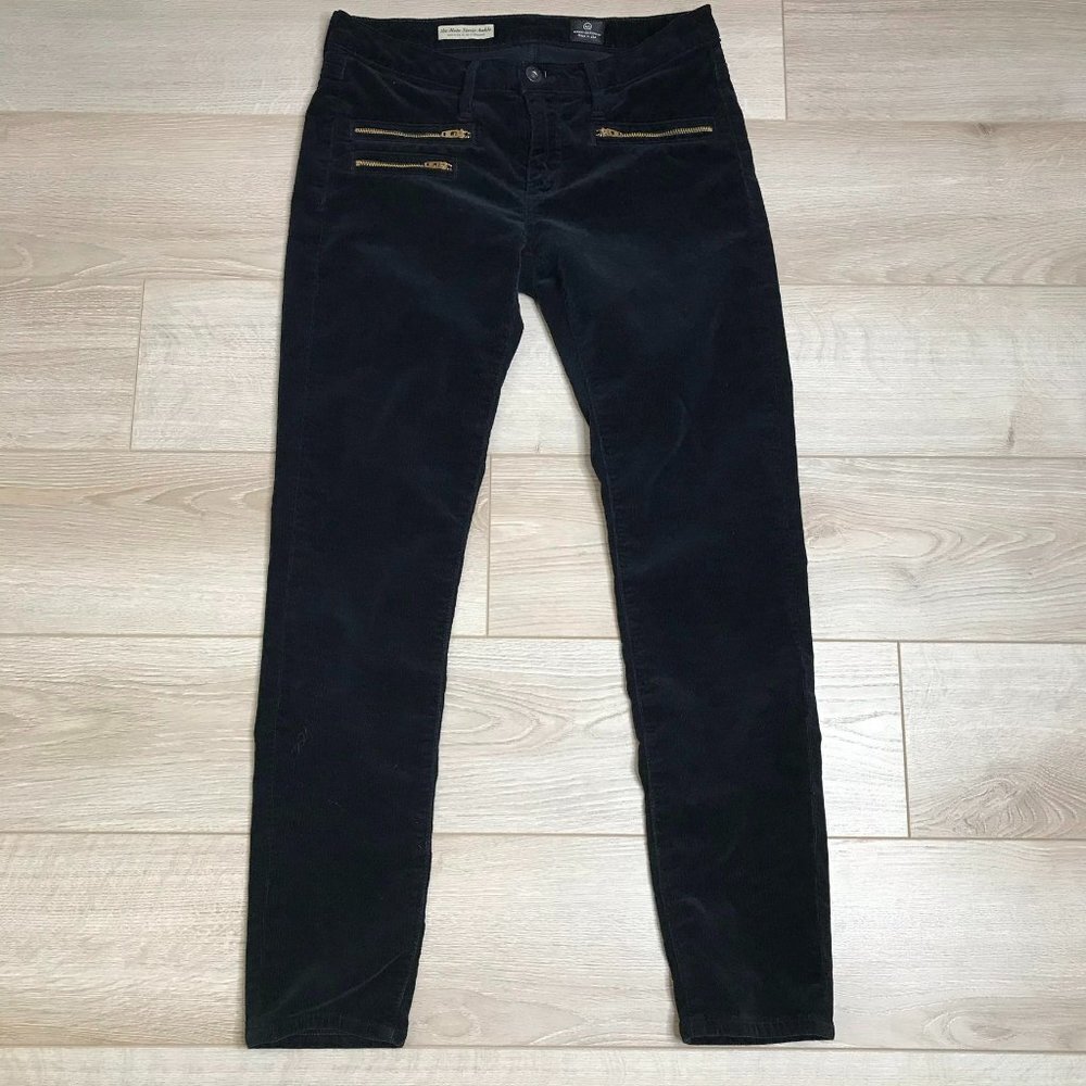 Ag Adriano Goldschmied Black Cropped Pants with Gold Zippers